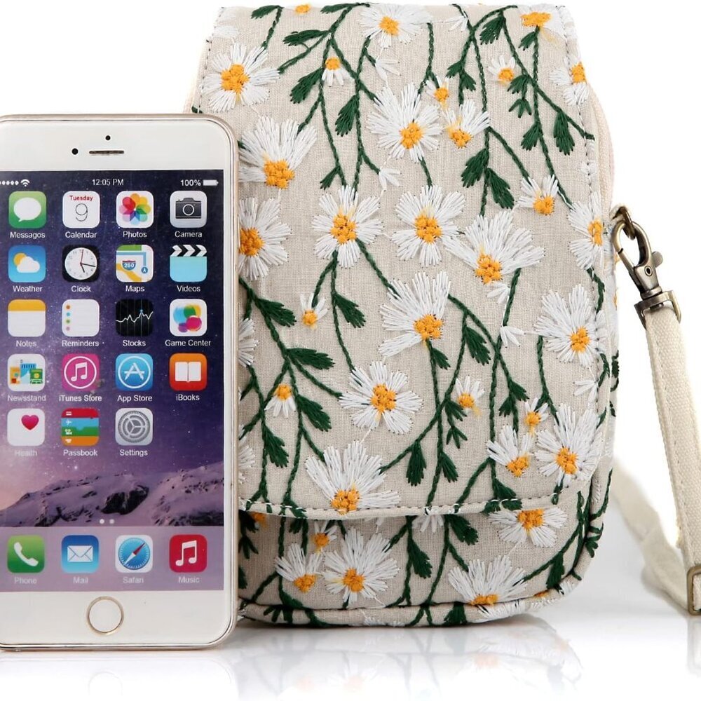 Embroidered Cute Mini Crossbody Bag for Women Small Handbags Wristlet Wallet Bag - Picture 5 of 6